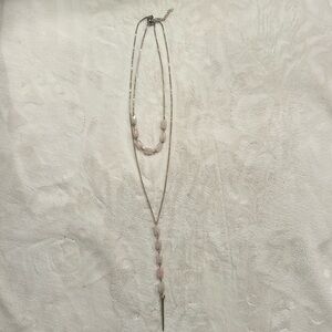 Banana Republic double strand gold necklace with pink beads